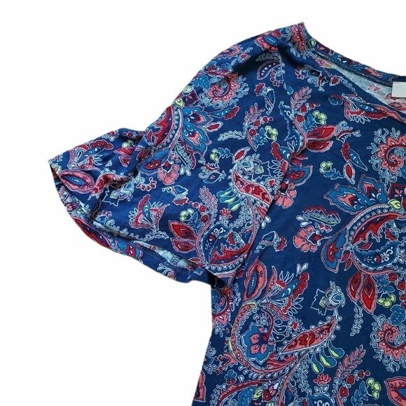 Loft Blue Paisley Bell Sleeve T-Shirt - Picture 3 of 5